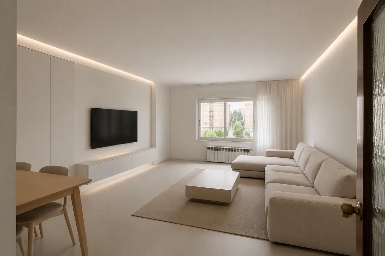 El salón reformado en estilo minimalista